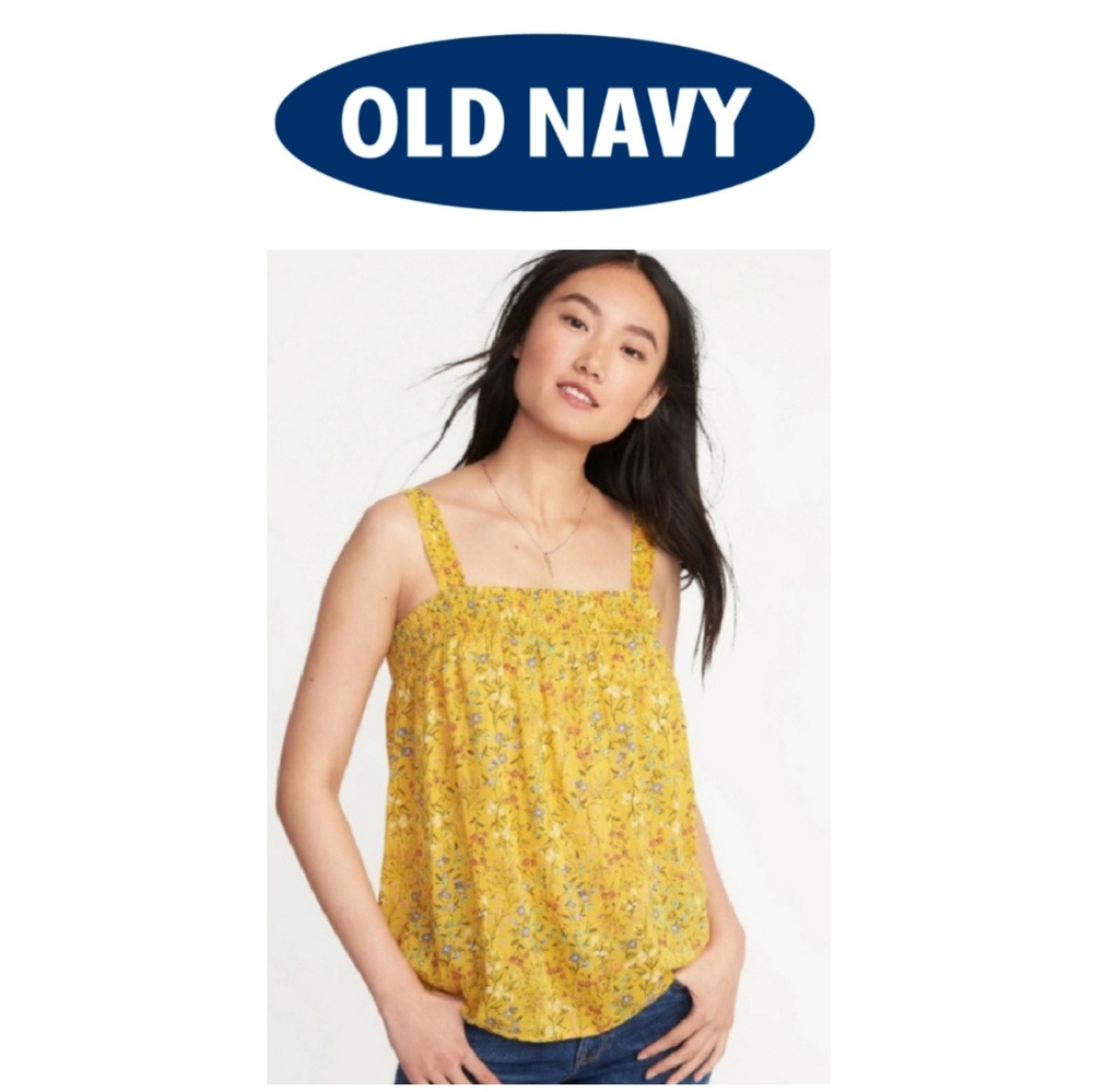 Old Navy-Smocked Yellow Swing Top-Sz: M-Petite